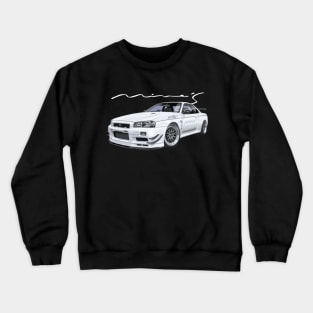 JDM Car r34 GTR WHITE V-SPEC II N1 bnr Godzilla Mine’s modified Crewneck Sweatshirt